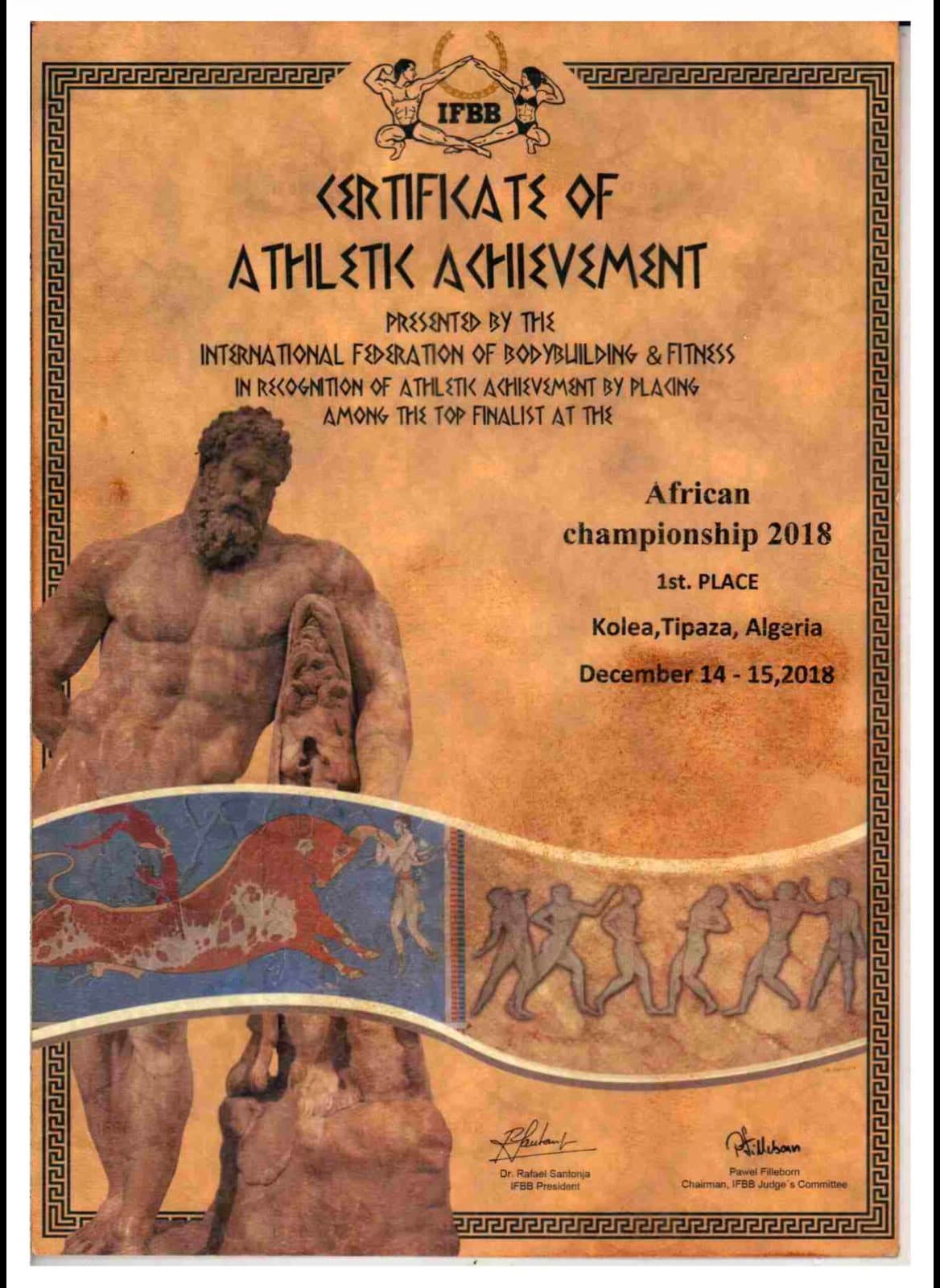 شهادة IFBB — African Championship — 1st Place