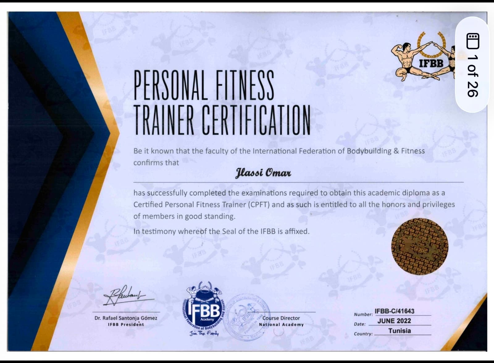 شهادة IFBB — Certified Personal Fitness Trainer
